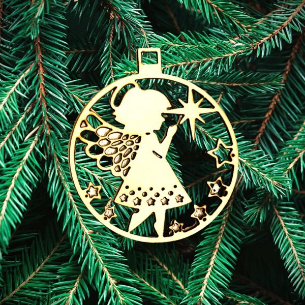 Boule-petite-fille Boules de Noël en bois