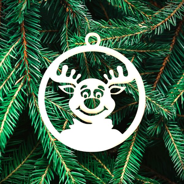 Boule renne joyeux Boules de Noël en bois