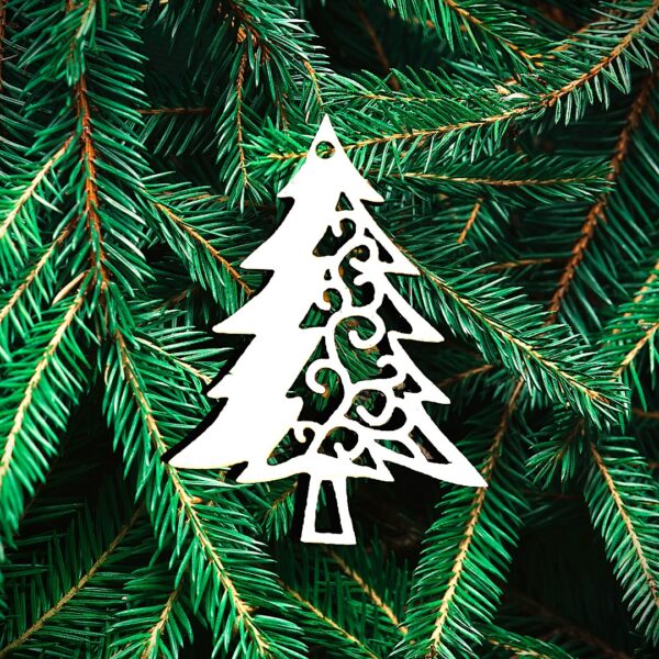 Sapin perfore Boules de Noël en bois